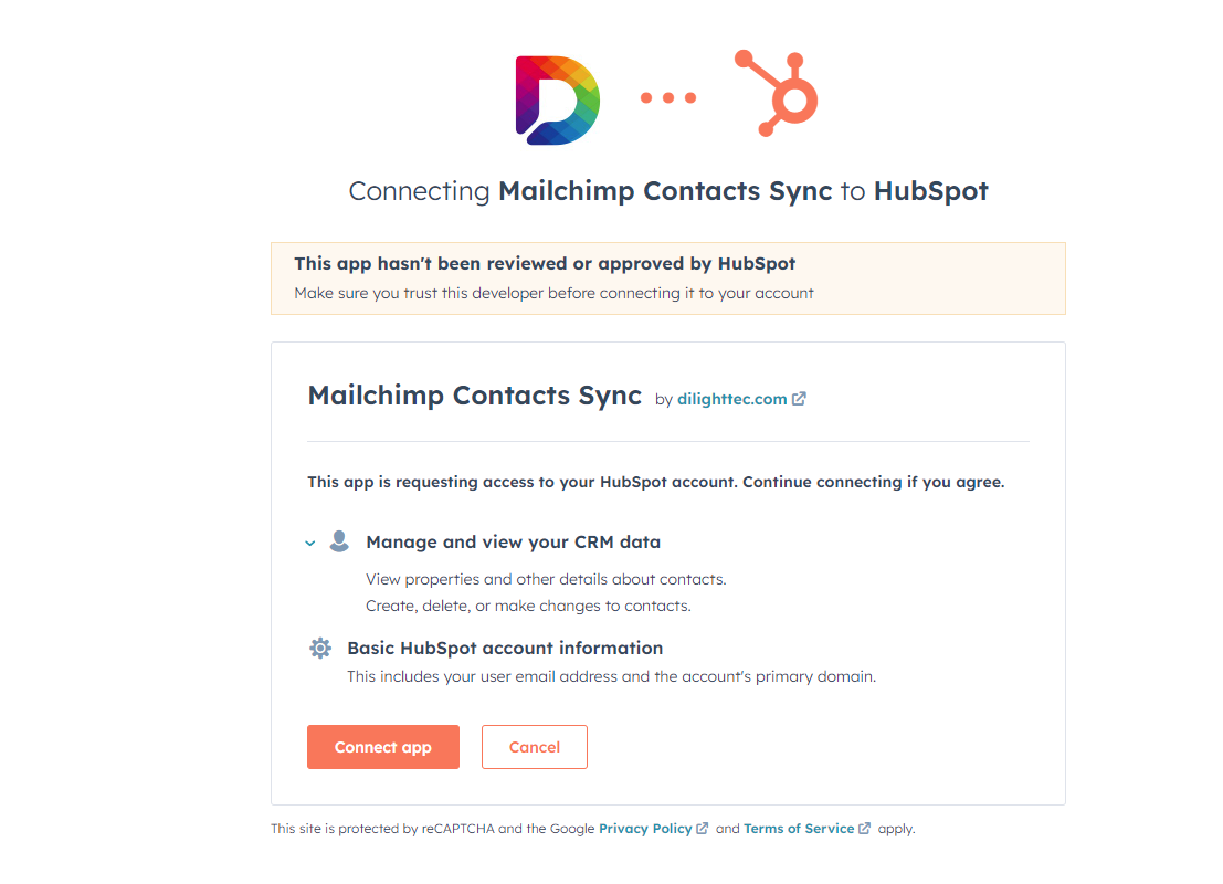 HubSpot Consent Screen