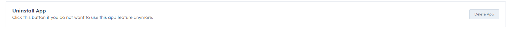 Hubspot App Delete button